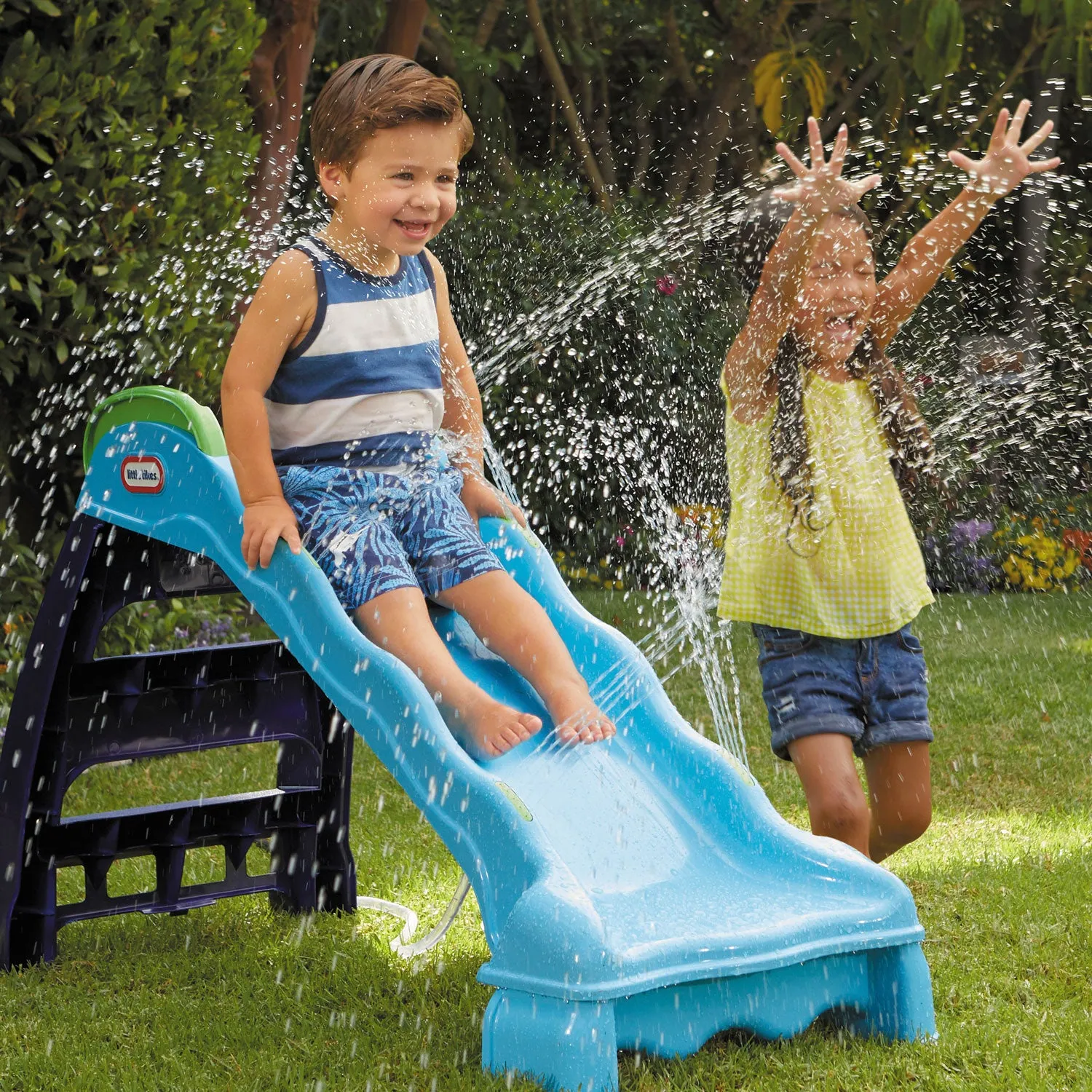 2-in-1 Indoor-Outdoor Slide with Water Spraying Jets, Foldable Design for Easy Storage