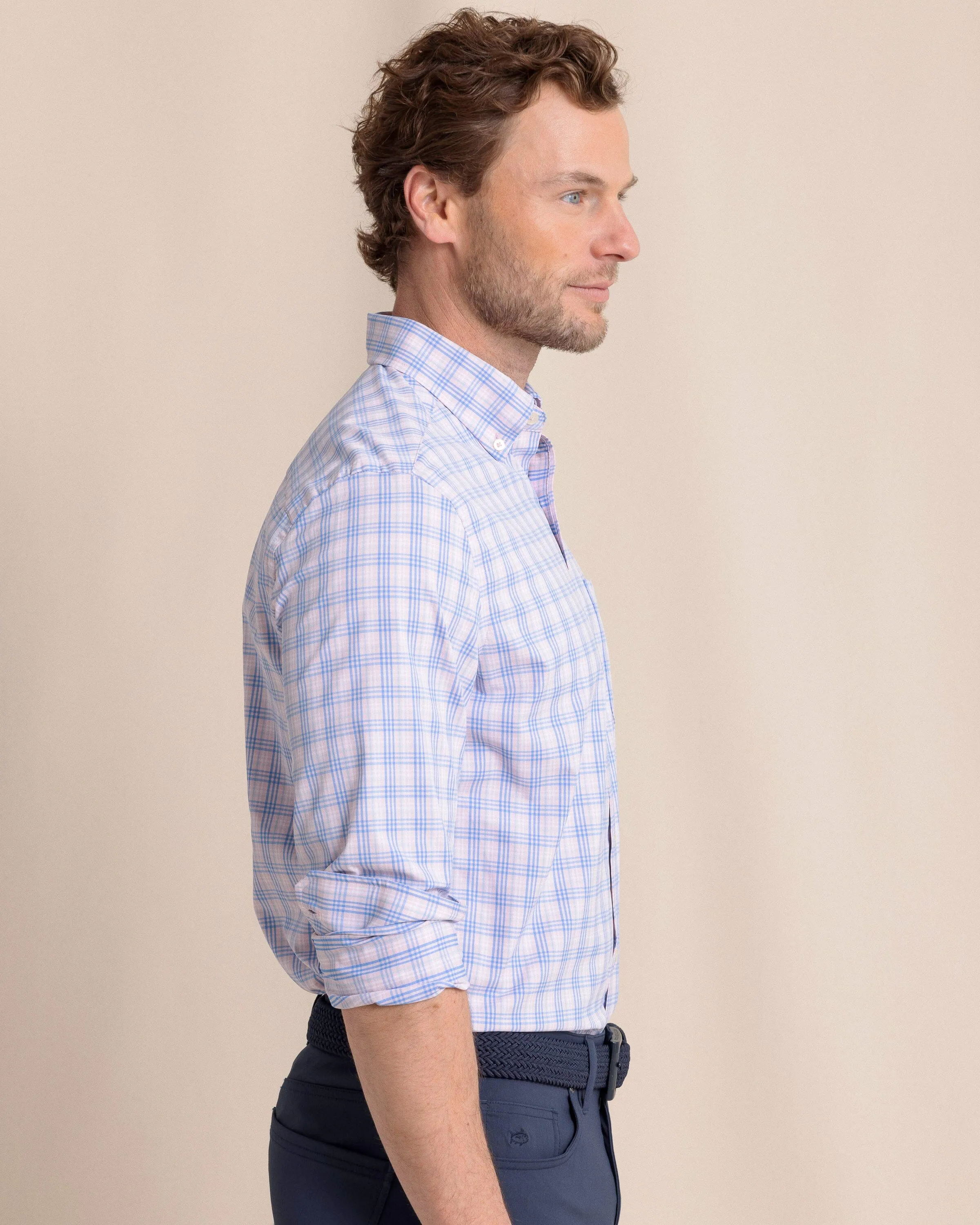 Burkes Beach Plaid Intercoastal Long Sleeve Sport Shirt