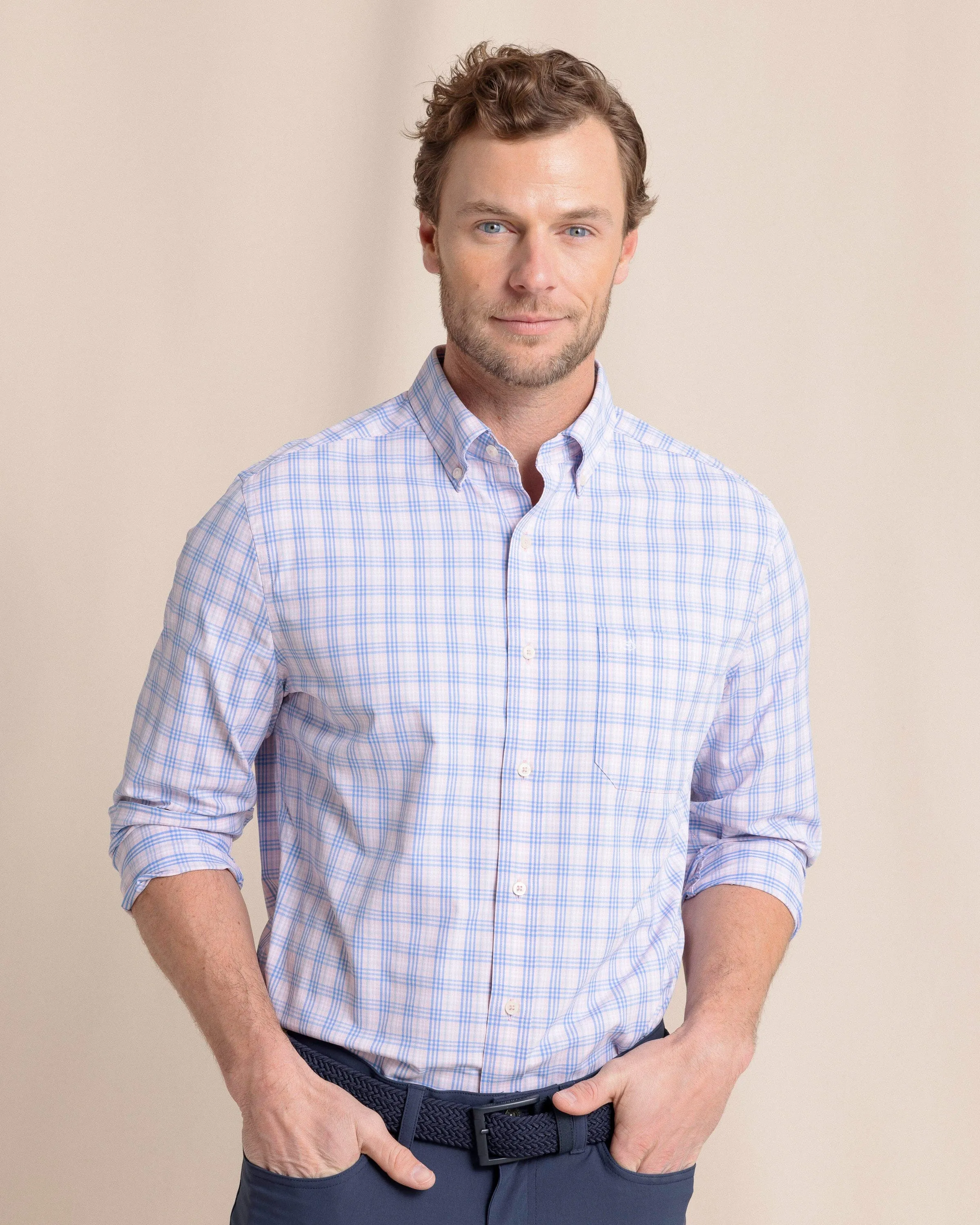 Burkes Beach Plaid Intercoastal Long Sleeve Sport Shirt