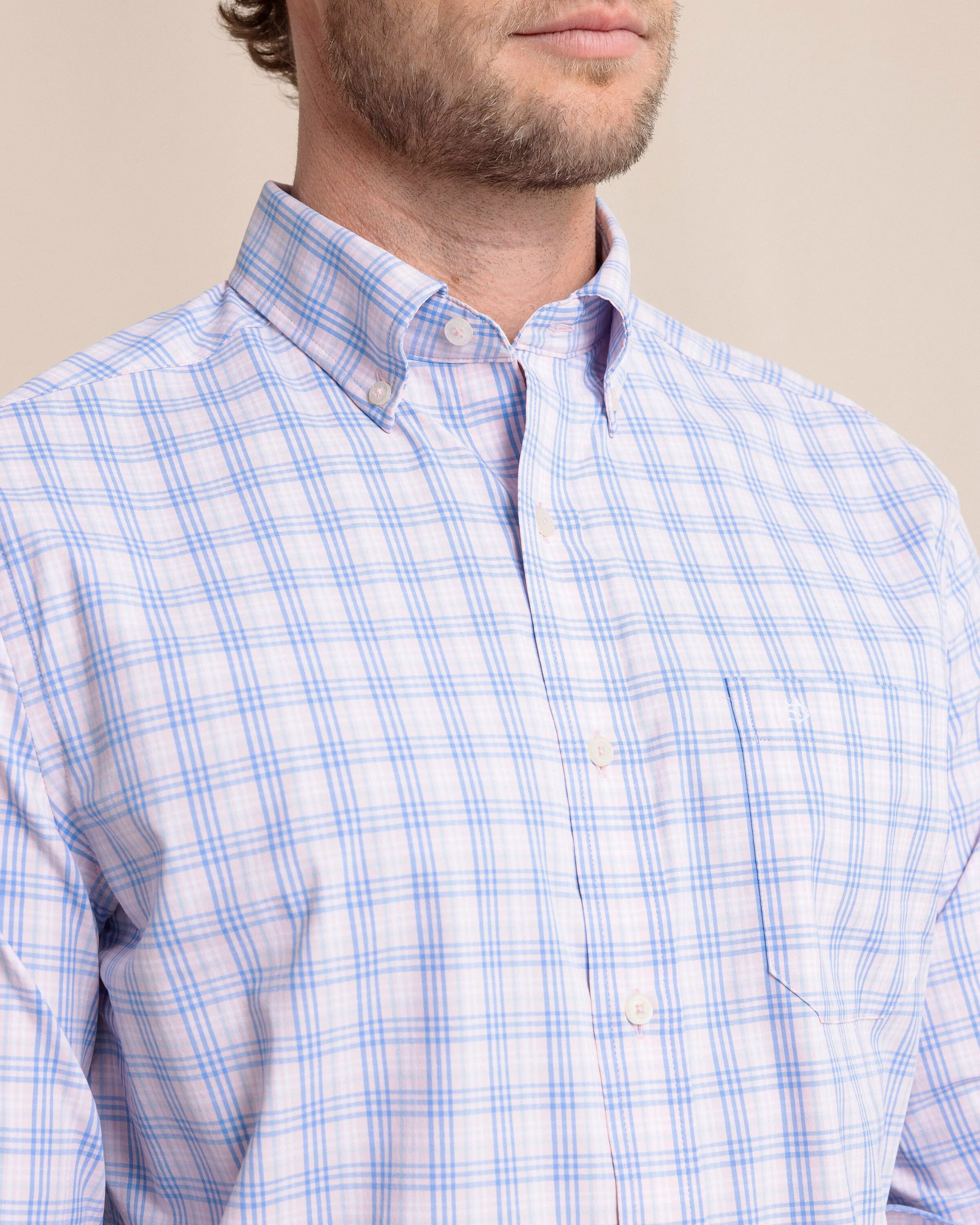 Burkes Beach Plaid Intercoastal Long Sleeve Sport Shirt