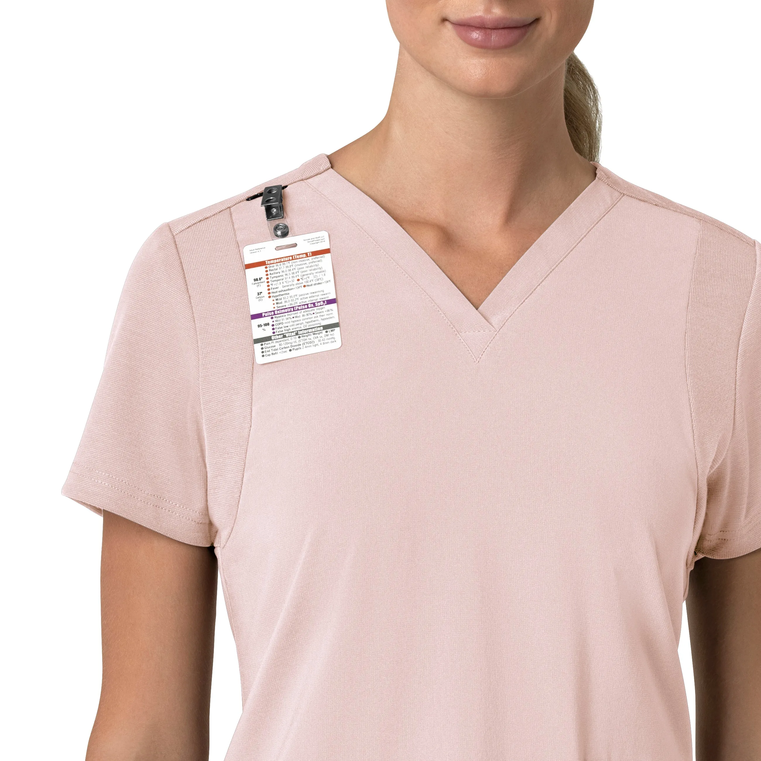 Carhartt Force Cross-Flex Women's Flex Panel V-Neck Scrub Top - Soft Rose