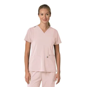 Carhartt Force Cross-Flex Women's Flex Panel V-Neck Scrub Top - Soft Rose