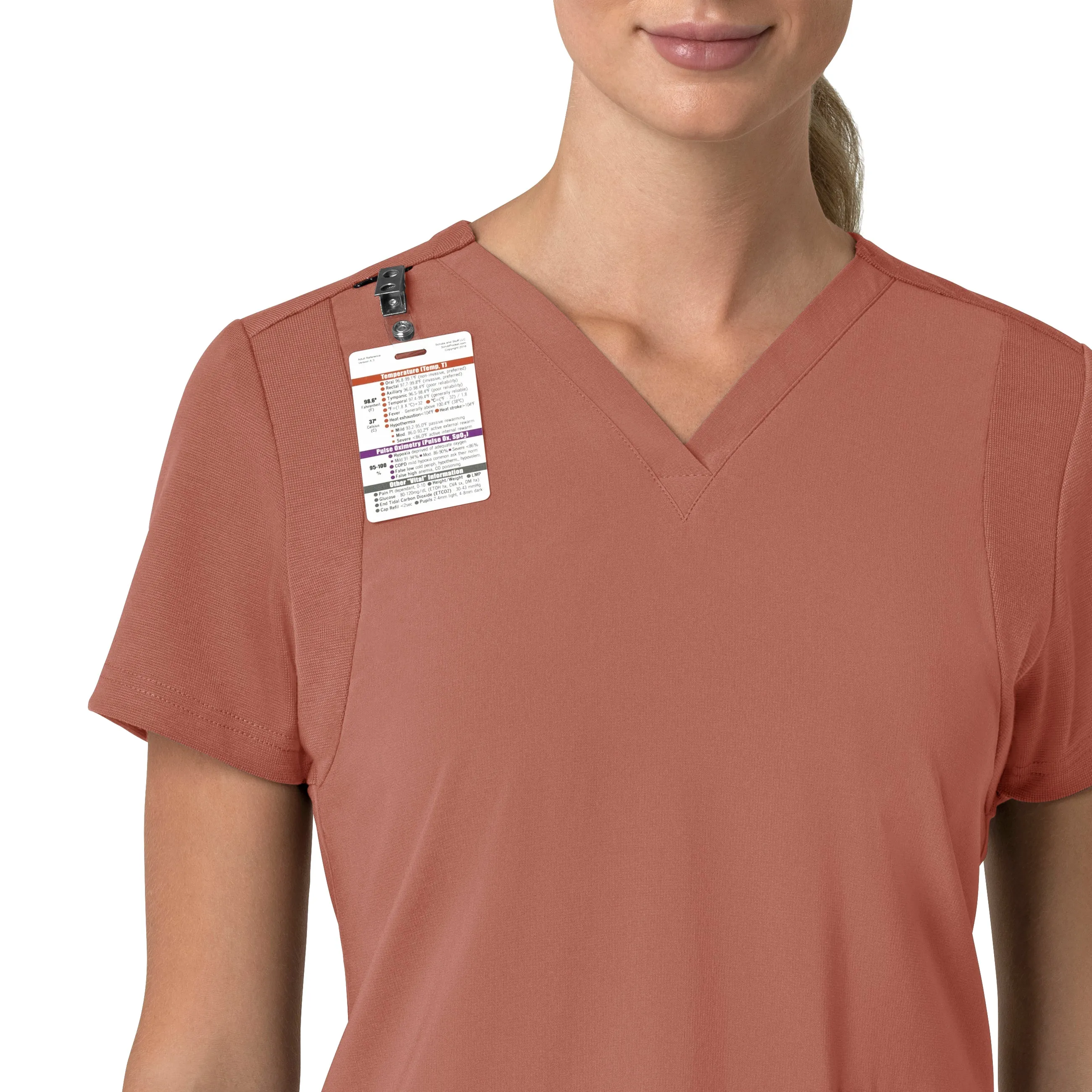 Carhartt Force Cross-Flex Women's Flex Panel V-Neck Scrub Top - Wildrose