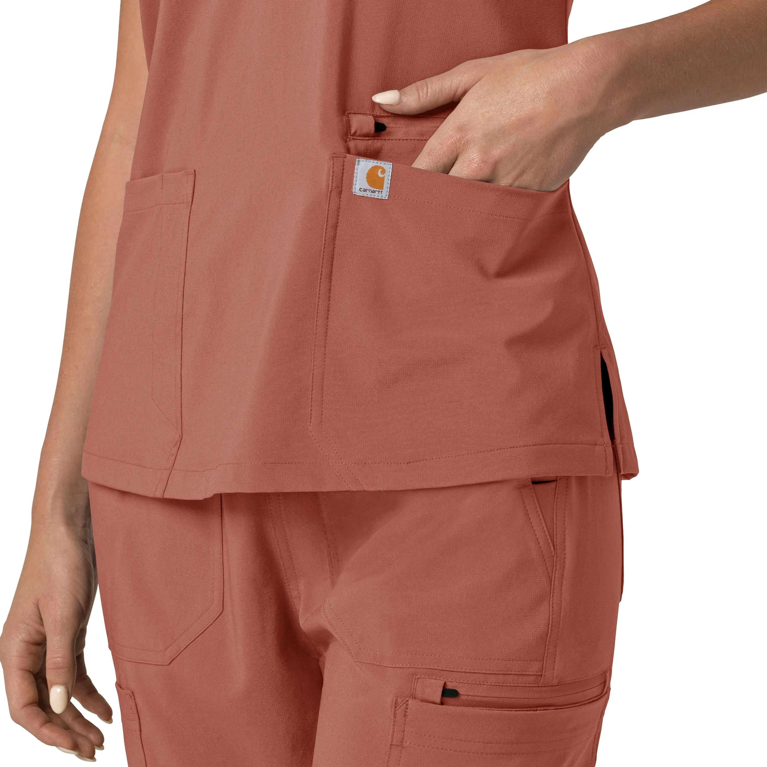 Carhartt Force Cross-Flex Women's Flex Panel V-Neck Scrub Top - Wildrose