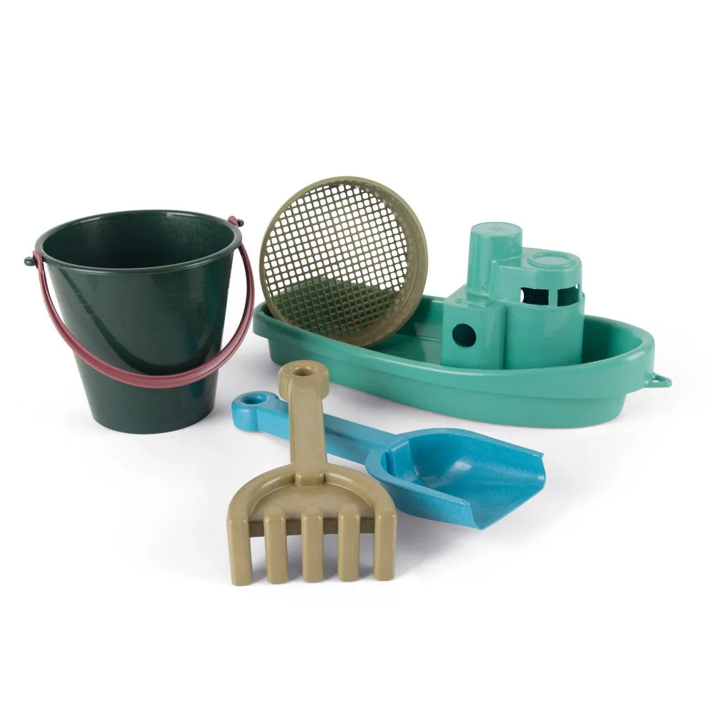 Dantoy - Blue Marine Toys Boat & Sand Playset - Eco-Friendly 5pc Set for Toddlers