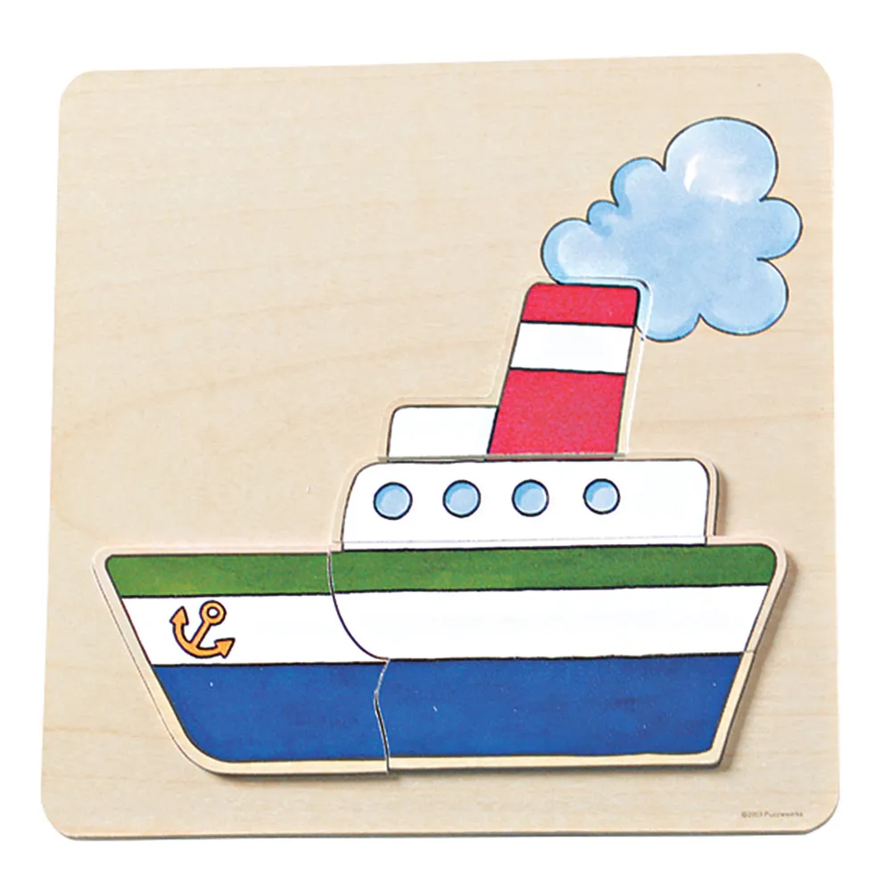 Easy See & Do Wooden Transport Puzzle Set | 4 Raised Vehicle Puzzles