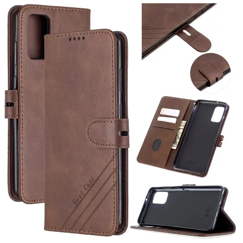 For Samsung Galaxy Note20 Stitching Style 2-Color Cow Texture Horizontal Flip PU Leather Case with