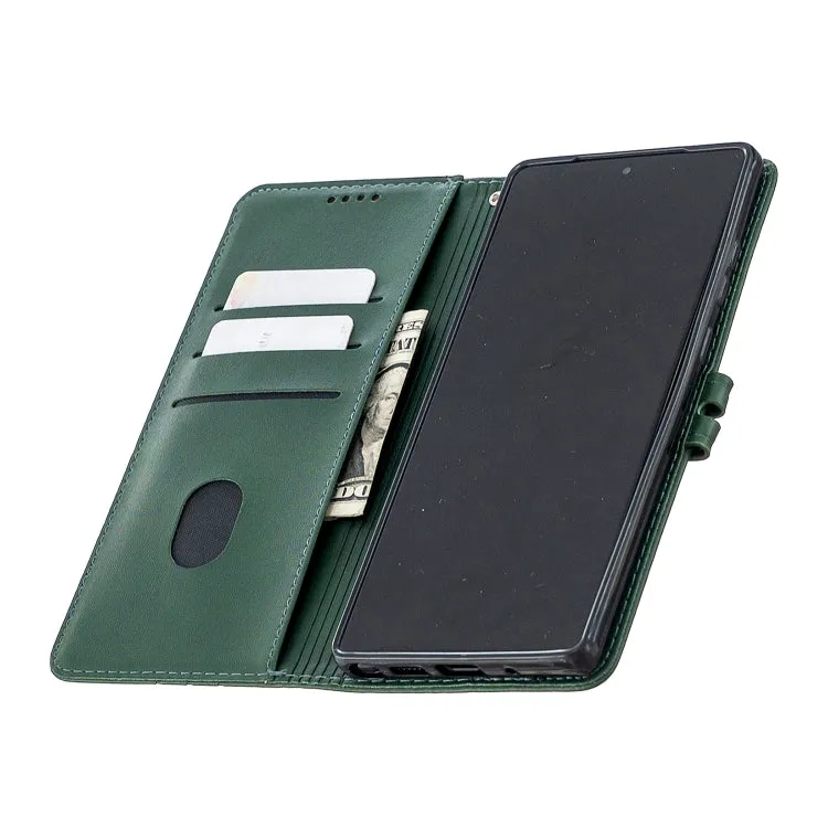 For Samsung Galaxy Note20 Stitching Style 2-Color Cow Texture Horizontal Flip PU Leather Case with
