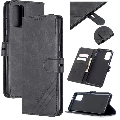 For Samsung Galaxy Note20 Stitching Style 2-Color Cow Texture Horizontal Flip PU Leather Case with