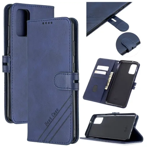 For Samsung Galaxy Note20 Stitching Style 2-Color Cow Texture Horizontal Flip PU Leather Case with