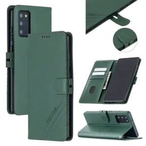 For Samsung Galaxy Note20 Stitching Style 2-Color Cow Texture Horizontal Flip PU Leather Case with