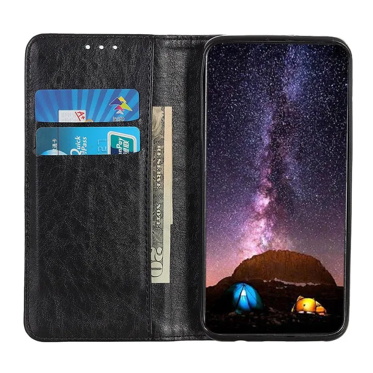 For Samsung Galaxy S22 5G Magnetic Crazy Horse Texture Horizontal Flip Leather Case with Holder