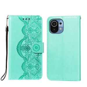 For Xiaomi Mi 11 Flower Vine Embossing Pattern Horizontal Flip Leather Case with Card Slot