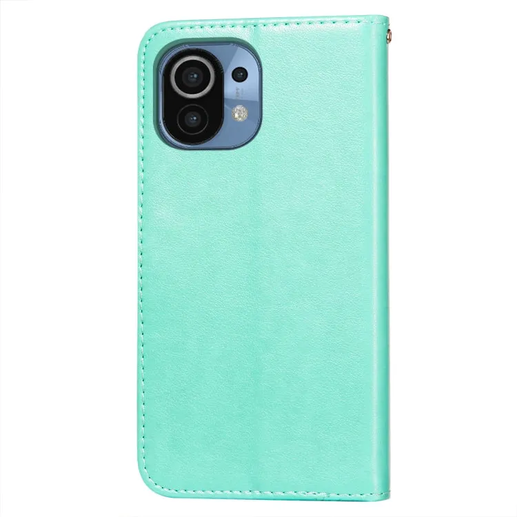 For Xiaomi Mi 11 Flower Vine Embossing Pattern Horizontal Flip Leather Case with Card Slot