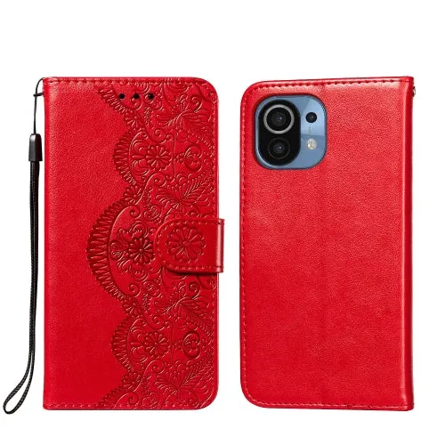 For Xiaomi Mi 11 Flower Vine Embossing Pattern Horizontal Flip Leather Case with Card Slot