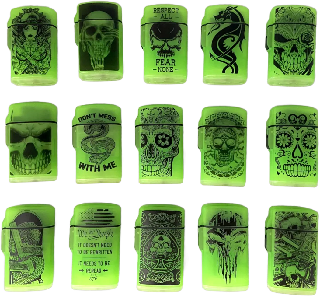 Glow In The Dark Flip Top Torch Lighter - 15 Pieces Per Retail Ready Display 23602