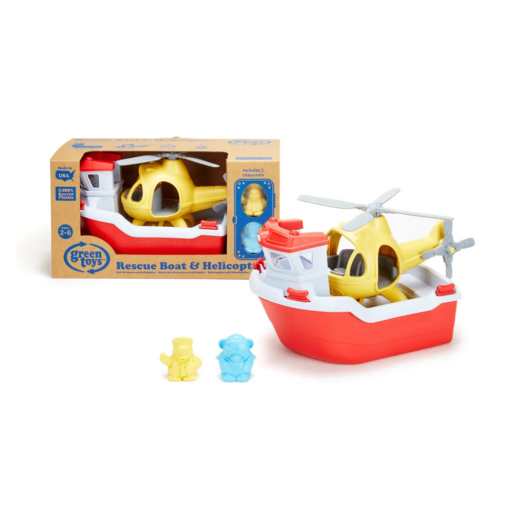 Green Toys Rescue Boat & Helicopter Playset - Eco-Friendly