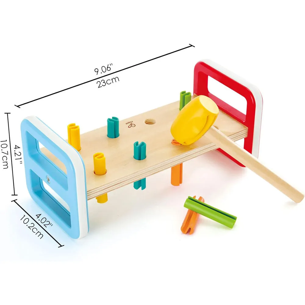 Hape Rainbow Pounder – Colorful Wooden Hammering Bench Toy