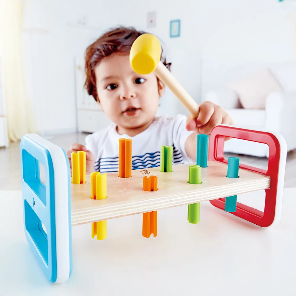 Hape Rainbow Pounder – Colorful Wooden Hammering Bench Toy