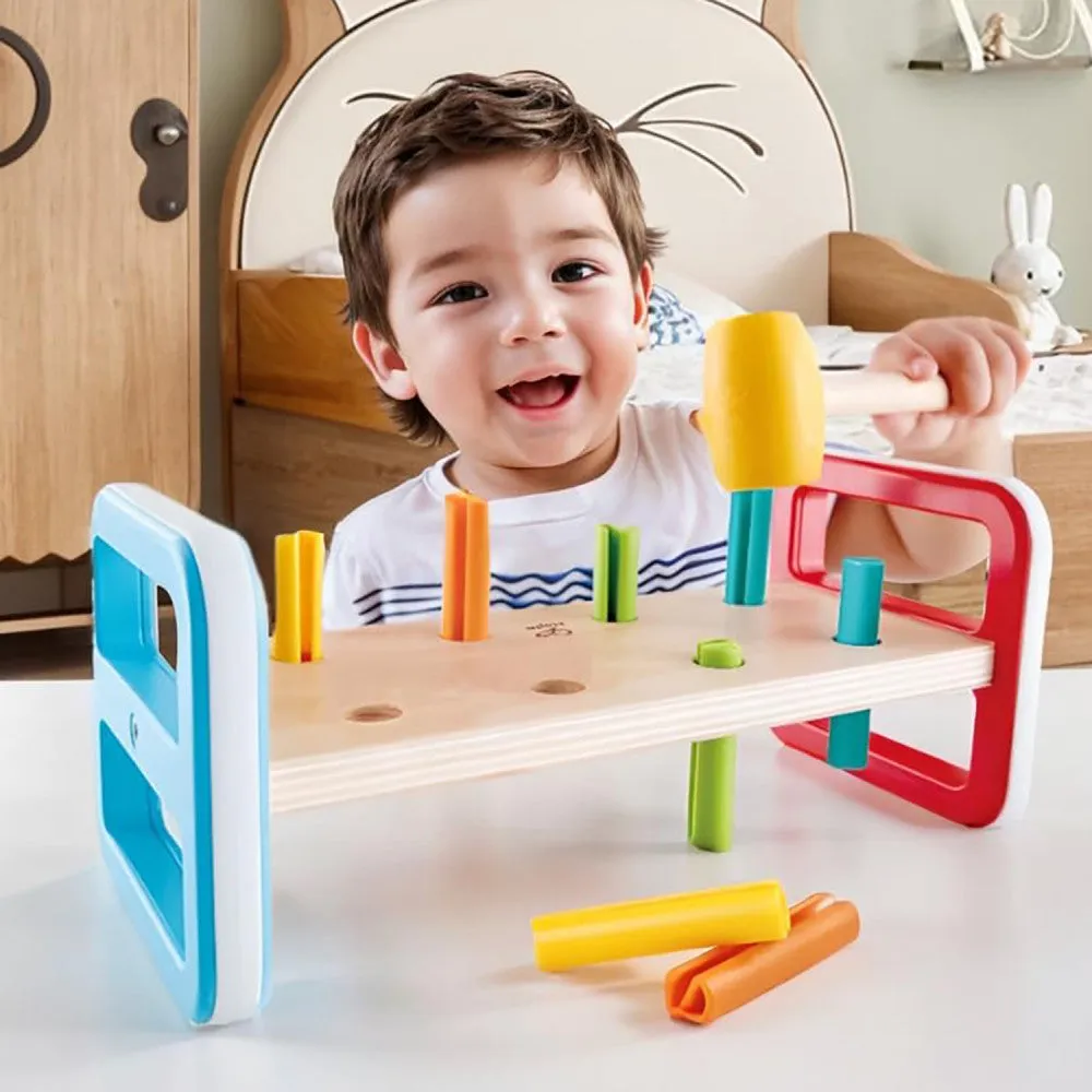 Hape Rainbow Pounder – Colorful Wooden Hammering Bench Toy