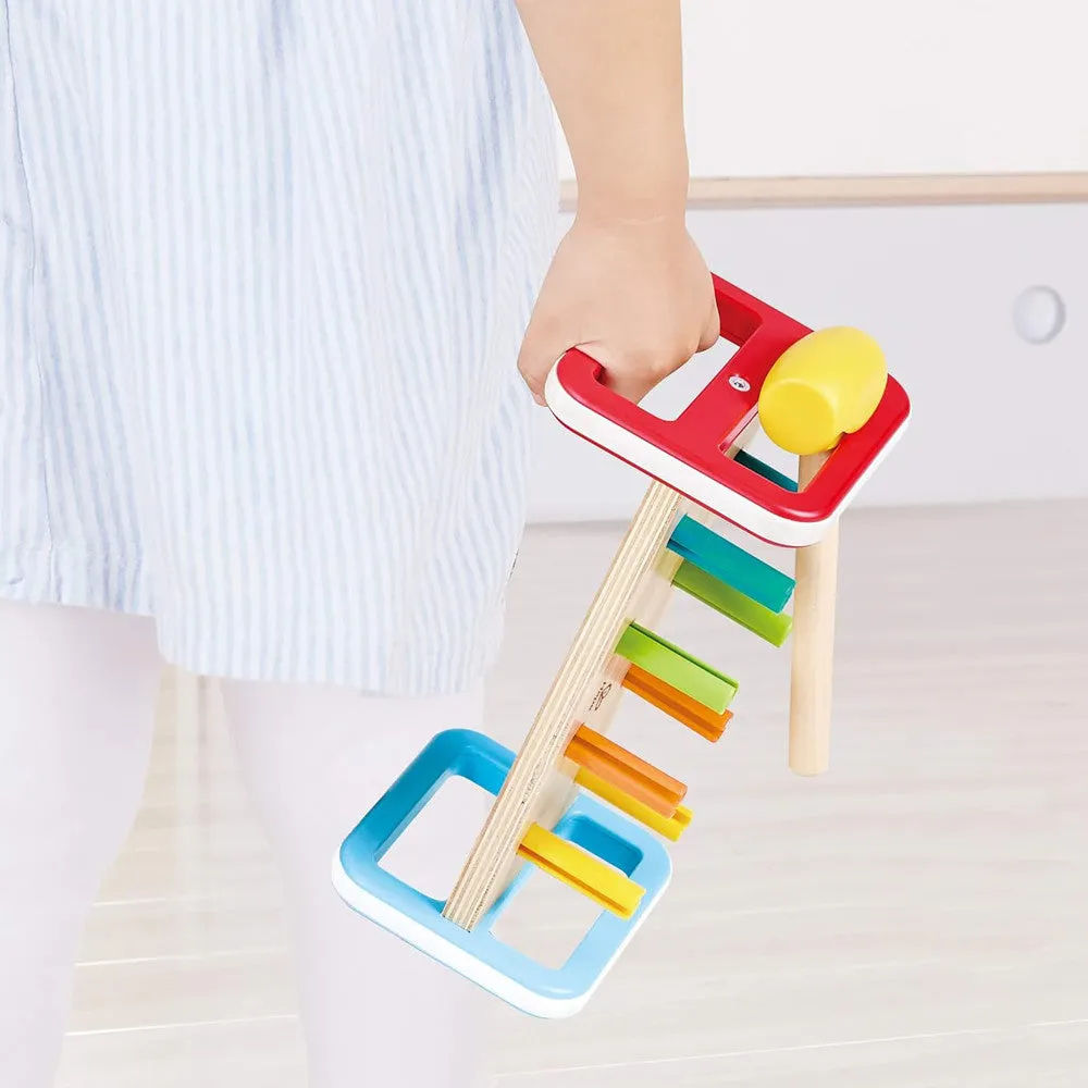 Hape Rainbow Pounder – Colorful Wooden Hammering Bench Toy