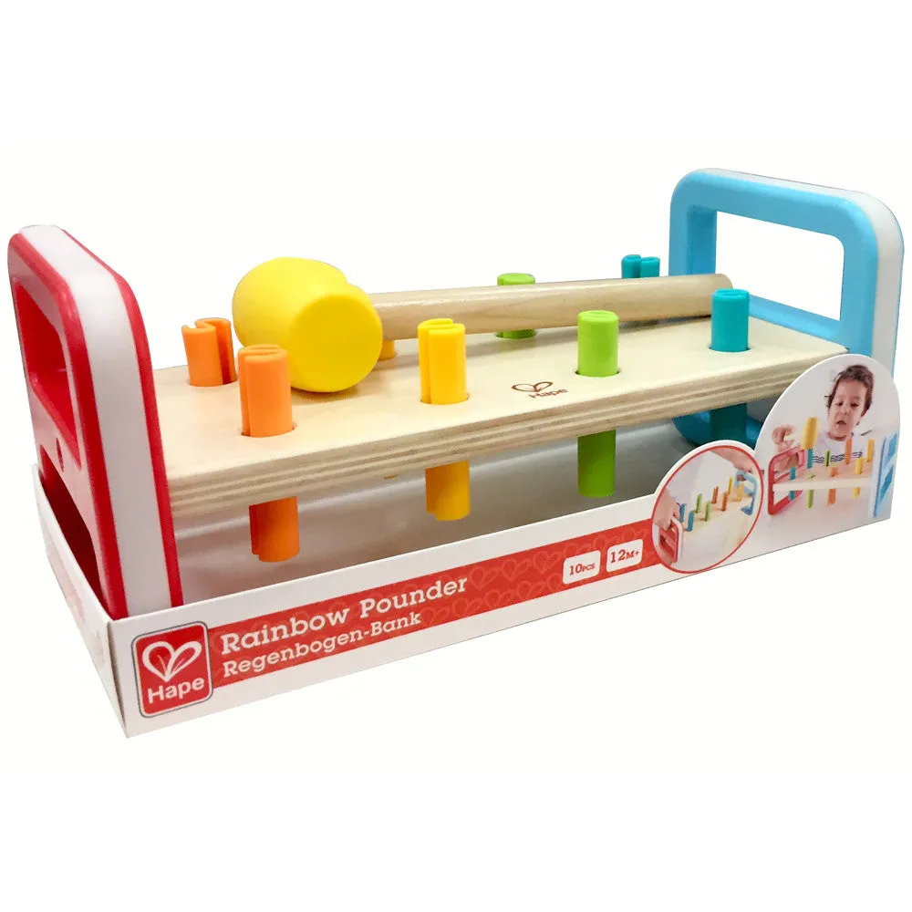 Hape Rainbow Pounder – Colorful Wooden Hammering Bench Toy