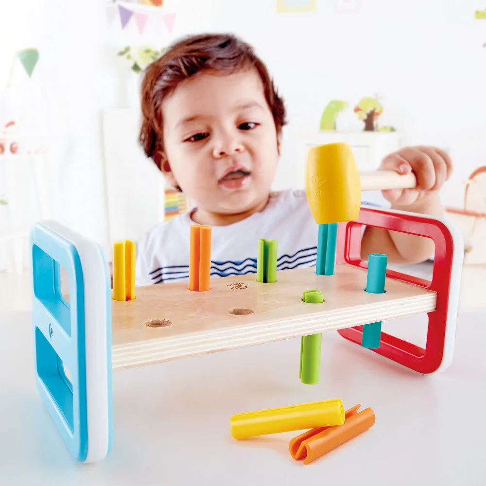 Hape Rainbow Pounder – Colorful Wooden Hammering Bench Toy