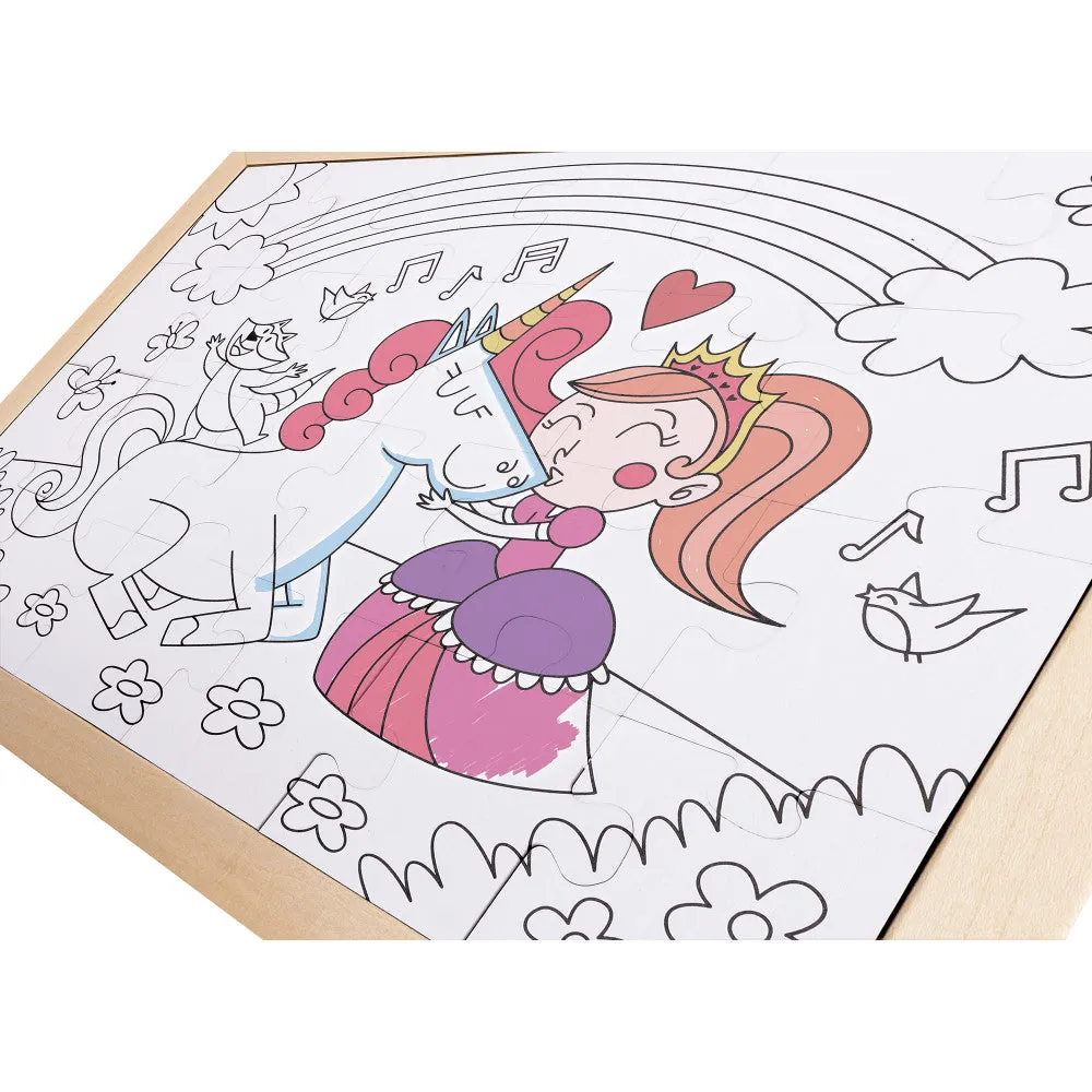 Hape Unicorn Friends 24pc Double-Sided Coloring Puzzle