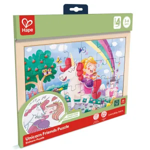 Hape Unicorn Friends 24pc Double-Sided Coloring Puzzle