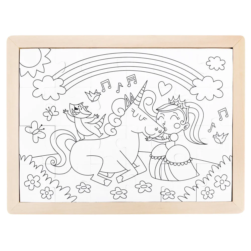 Hape Unicorn Friends 24pc Double-Sided Coloring Puzzle
