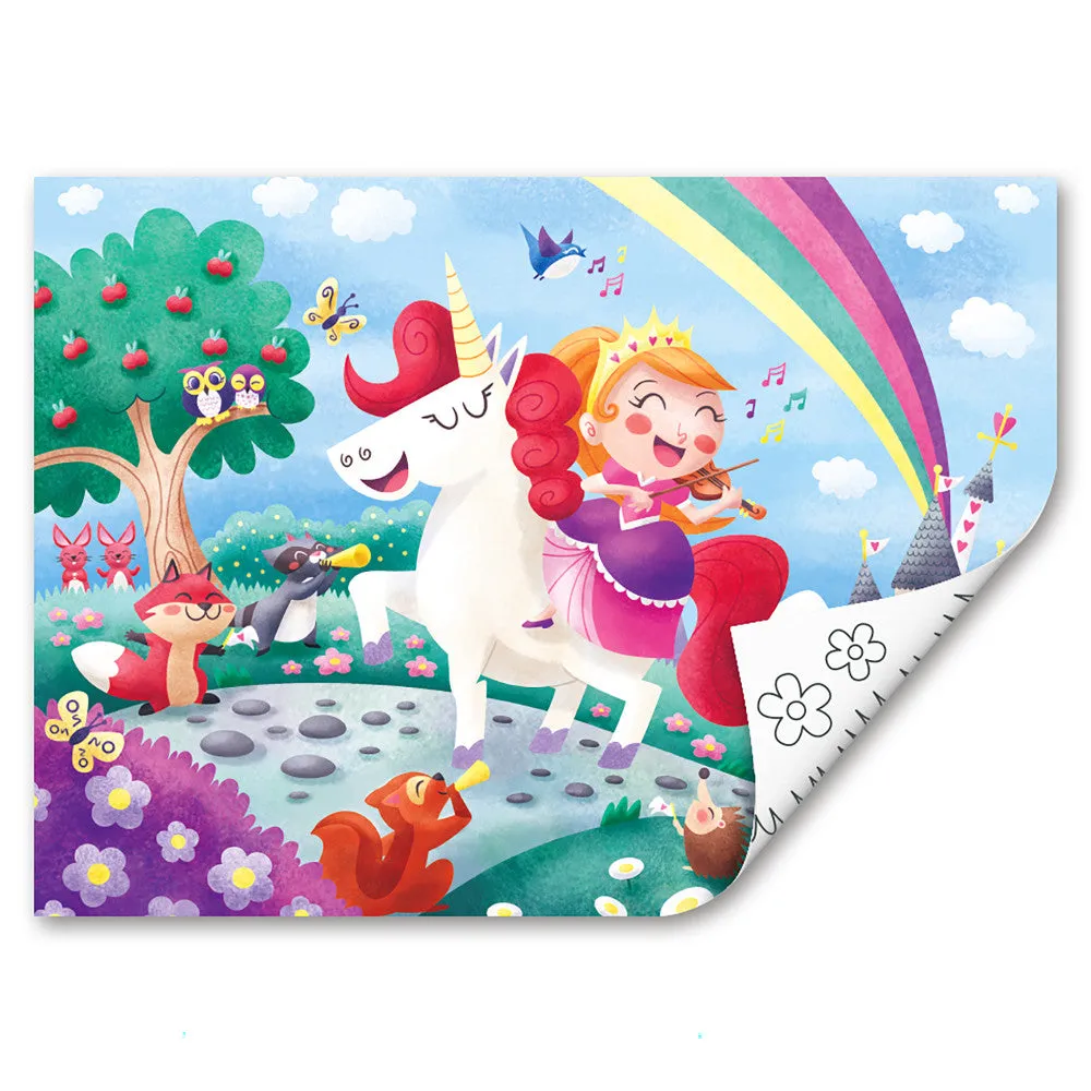 Hape Unicorn Friends 24pc Double-Sided Coloring Puzzle
