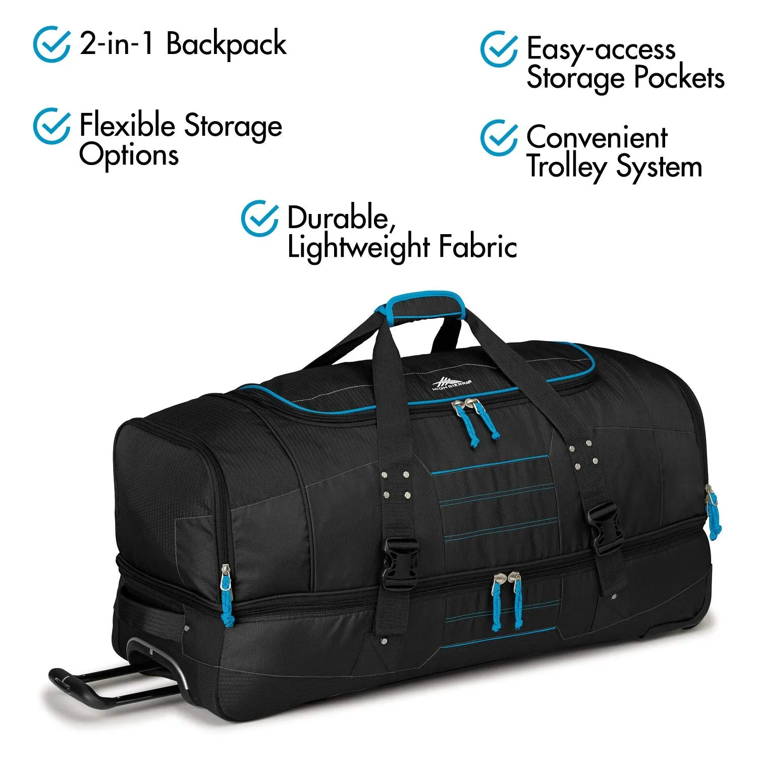 High Sierra Ultimate Access 2.0 Drop Bottom 36" 2-Wheel Wheeled Duffel Bags