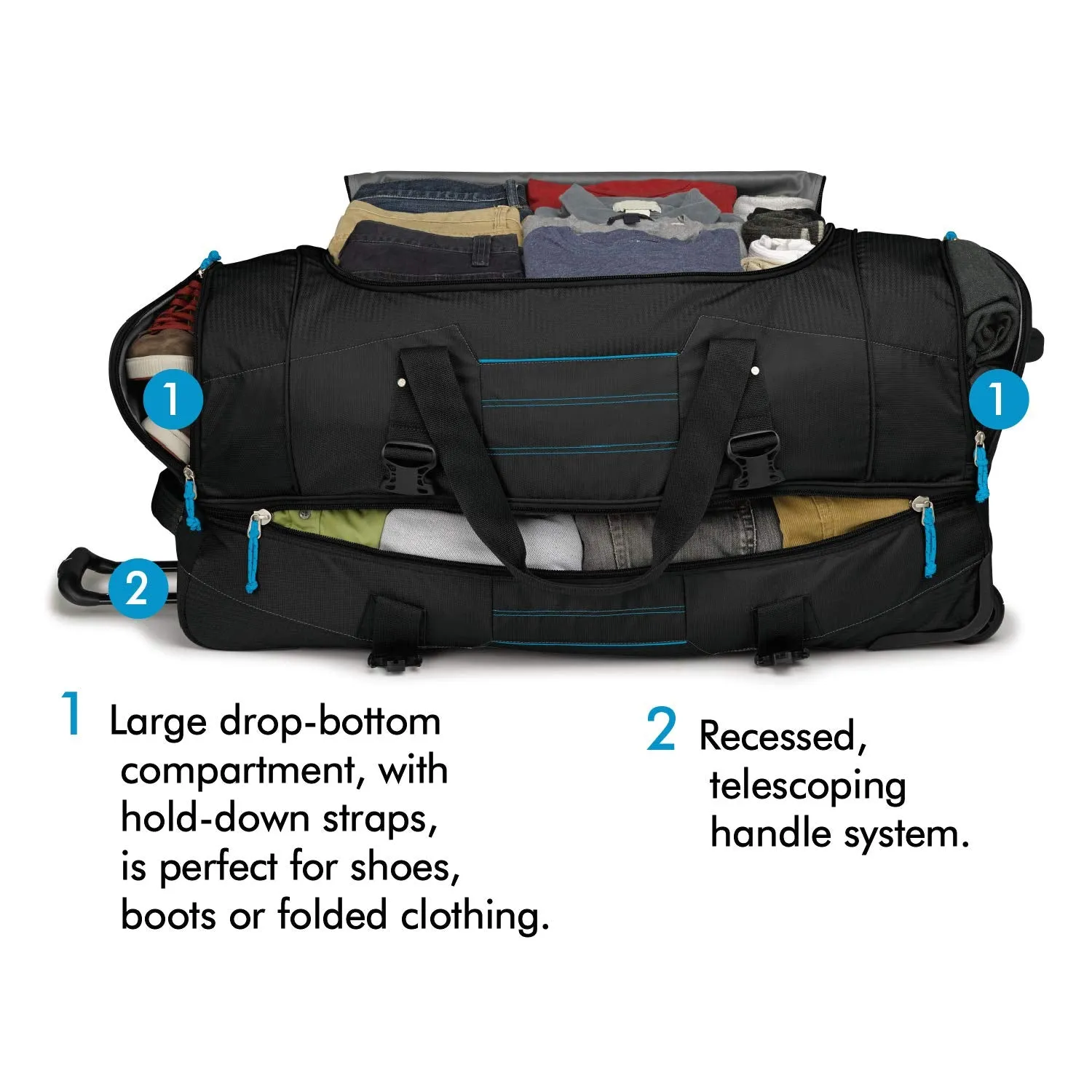 High Sierra Ultimate Access 2.0 Drop Bottom 36" 2-Wheel Wheeled Duffel Bags