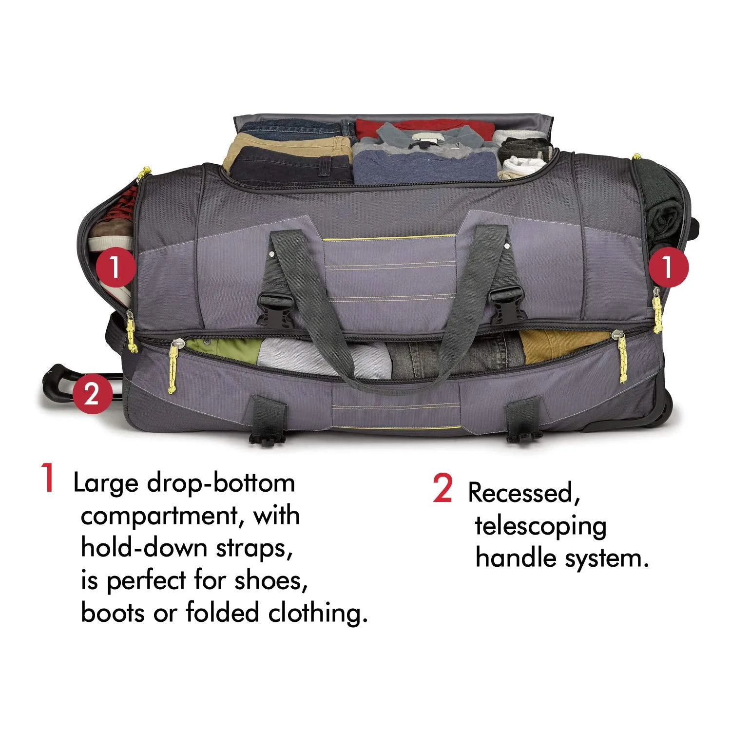 High Sierra Ultimate Access 2.0 Drop Bottom 36" 2-Wheel Wheeled Duffel Bags