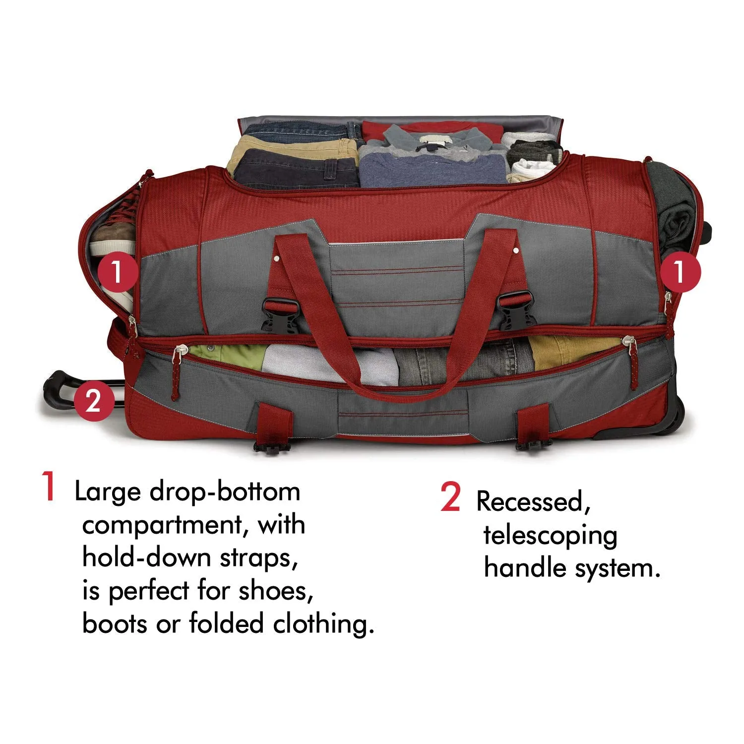 High Sierra Ultimate Access 2.0 Drop Bottom 36" 2-Wheel Wheeled Duffel Bags