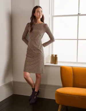 Kathleen Jersey Dress-Black, Floral Bud