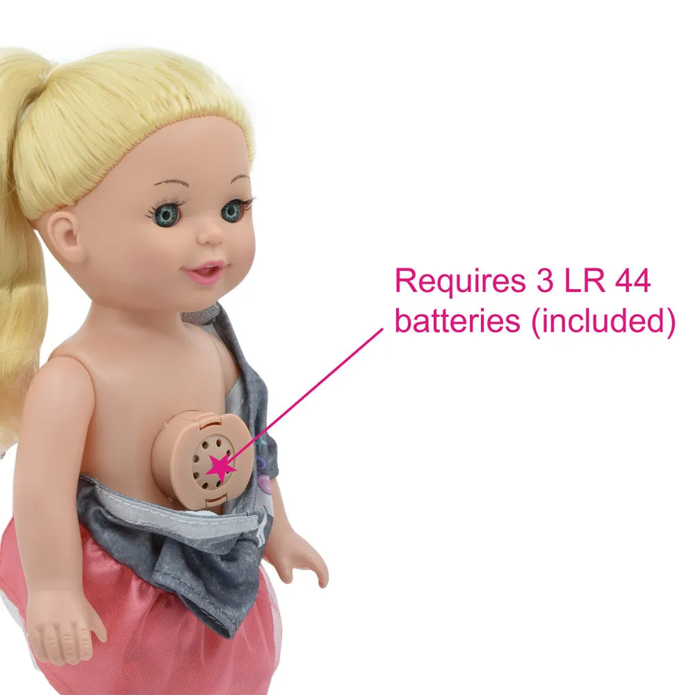 Lil Tots 14" Unicorn-Themed Talking Pet Grooming Playset with Doll - Pink/Grey/Green