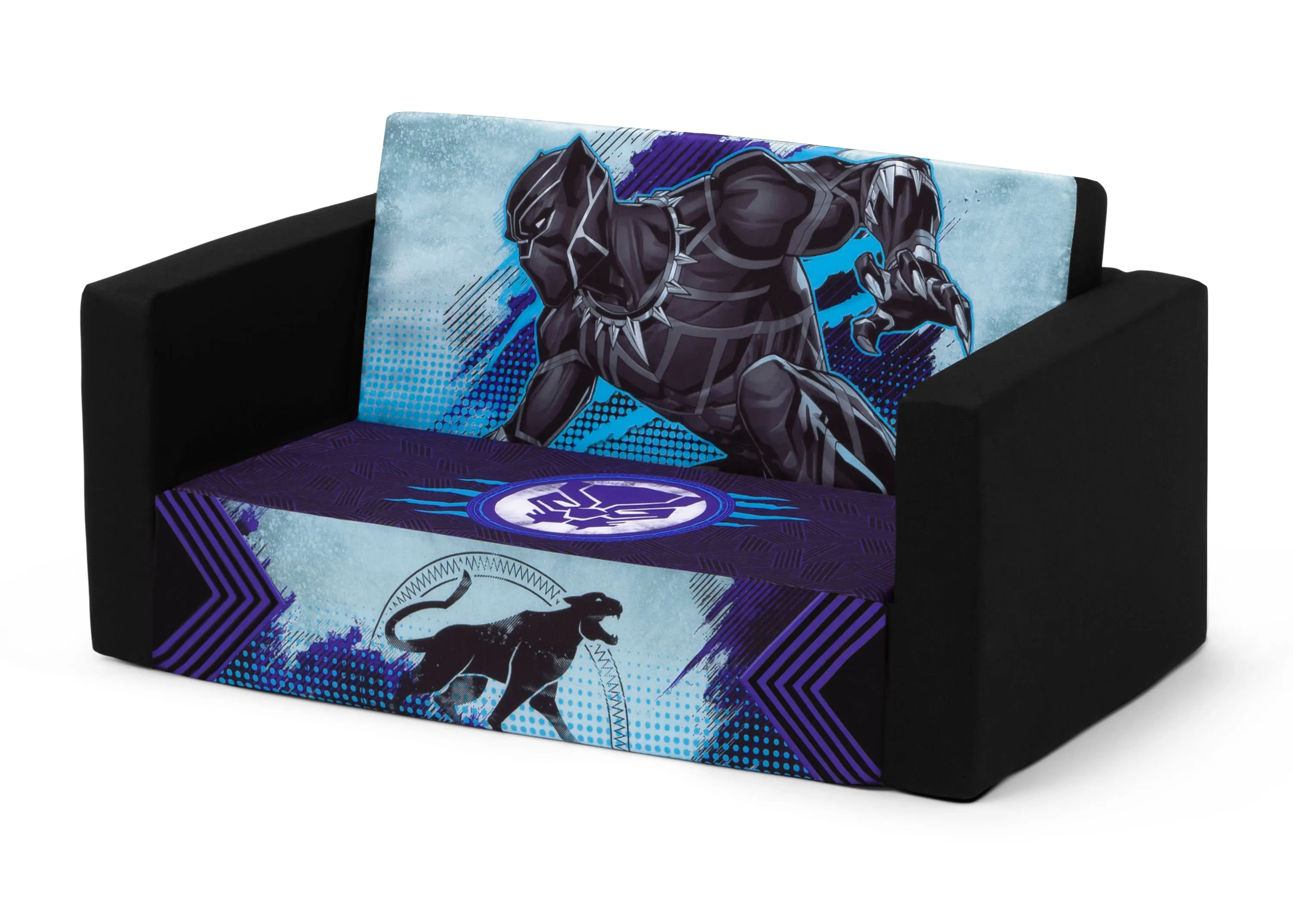 Marvel Black Panther Cozee Flip-Out Sofa with Memory Foam - 2-in-1 Convertible Sofa to Lounger