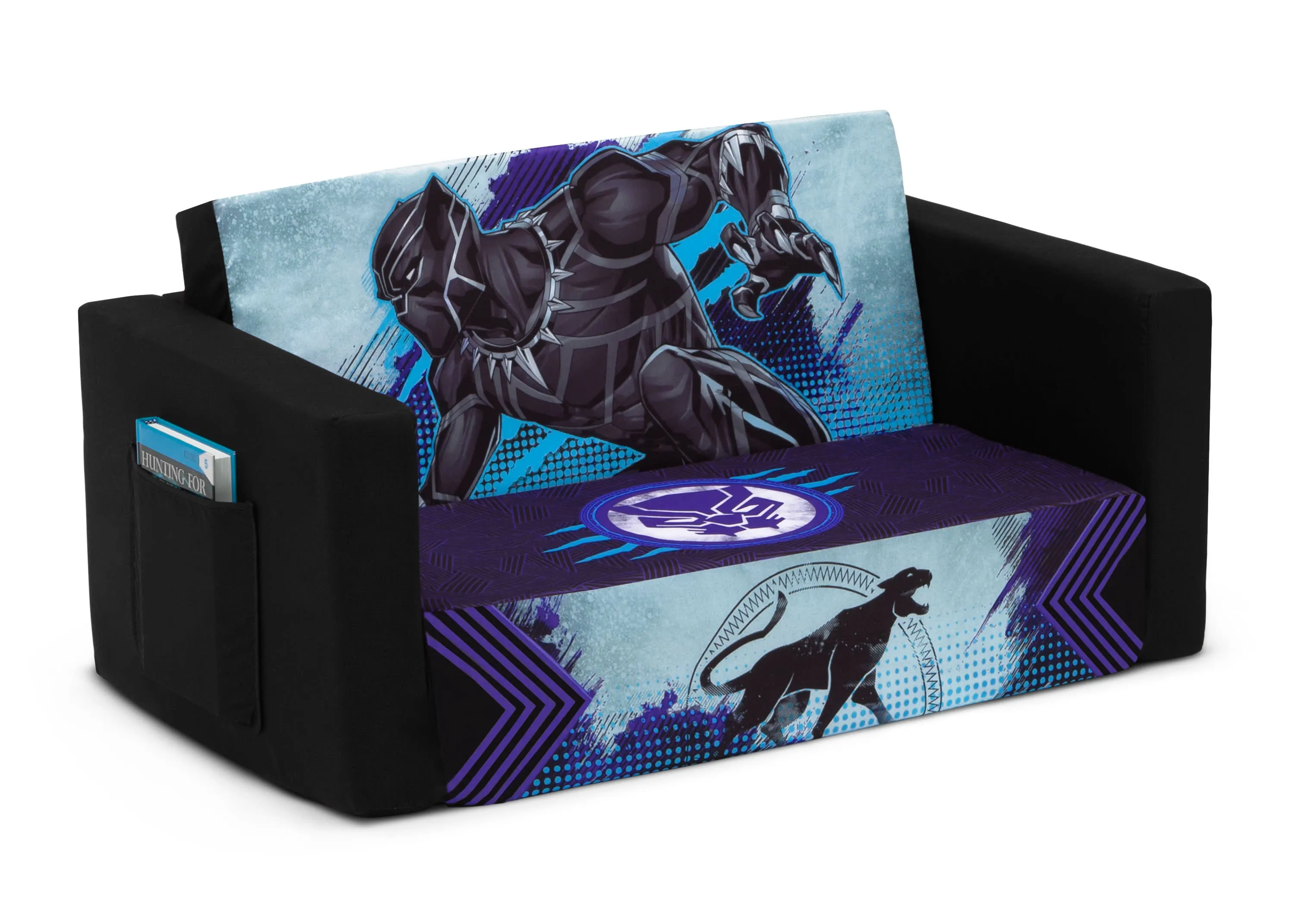 Marvel Black Panther Cozee Flip-Out Sofa with Memory Foam - 2-in-1 Convertible Sofa to Lounger