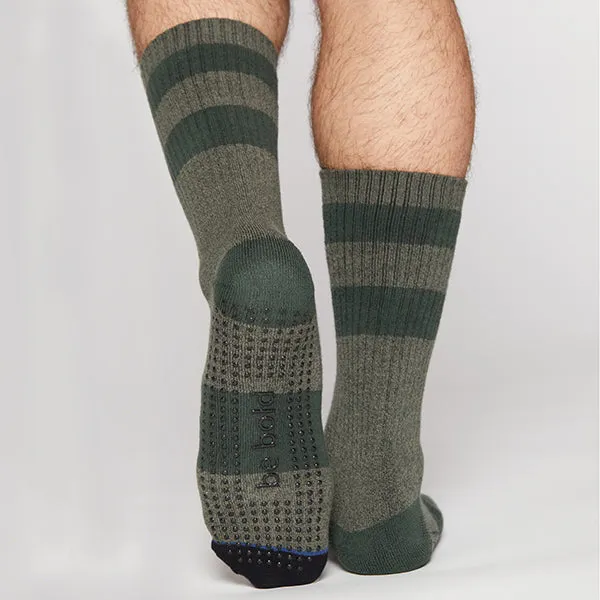 Mens Be Bold - Forest Crew Grip Socks (Barre / Pilates)