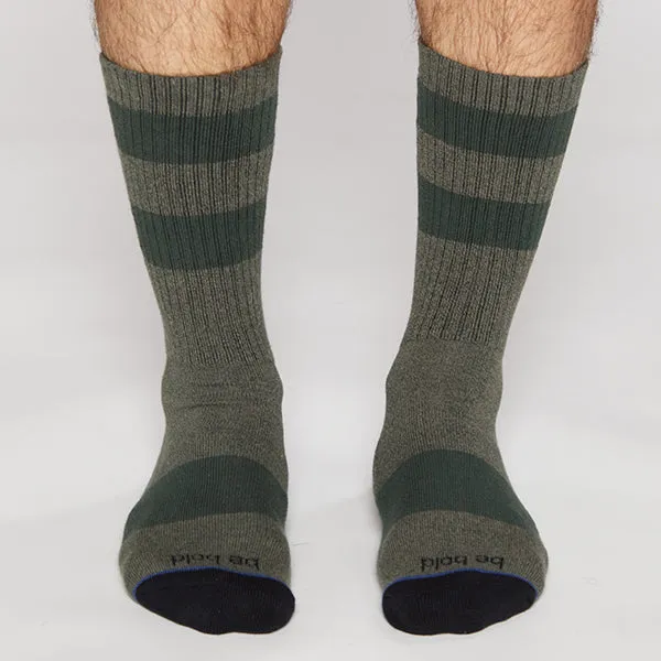 Mens Be Bold - Forest Crew Grip Socks (Barre / Pilates)