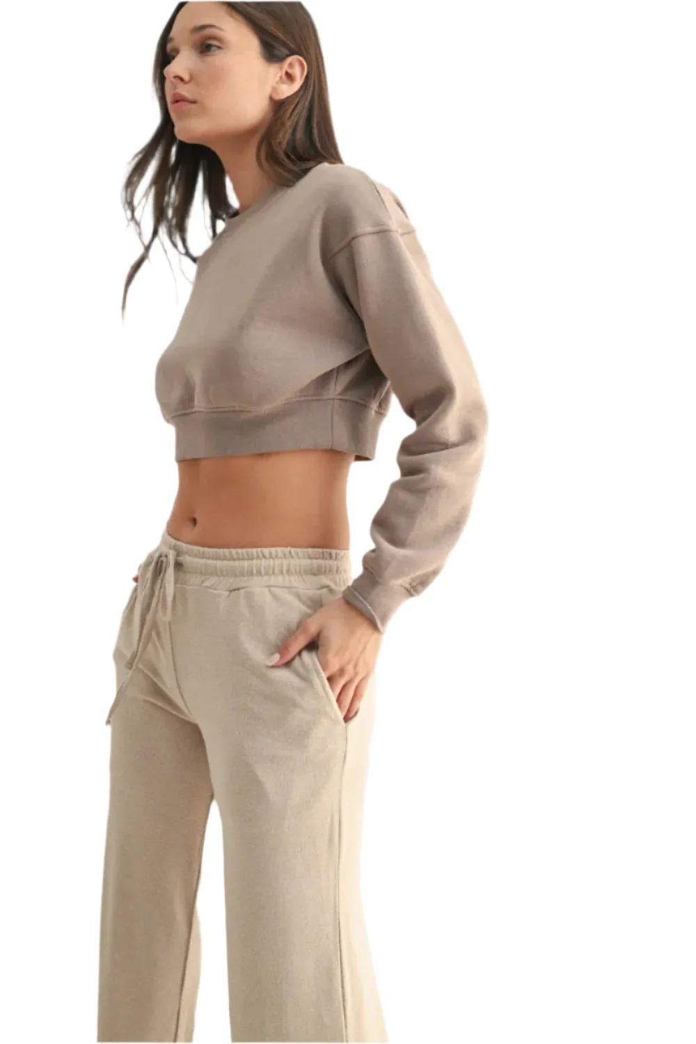 Mono B Cropped Fleece Sweatshirt KT-B0895