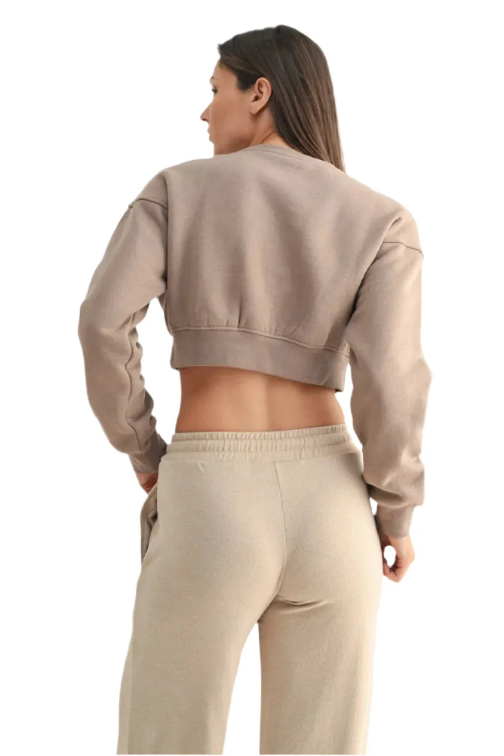 Mono B Cropped Fleece Sweatshirt KT-B0895