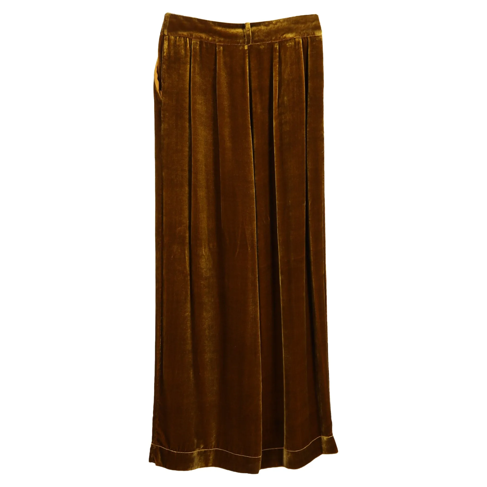 Mother of Pearl Pleated Wide-leg Trousers In Gold Velvet