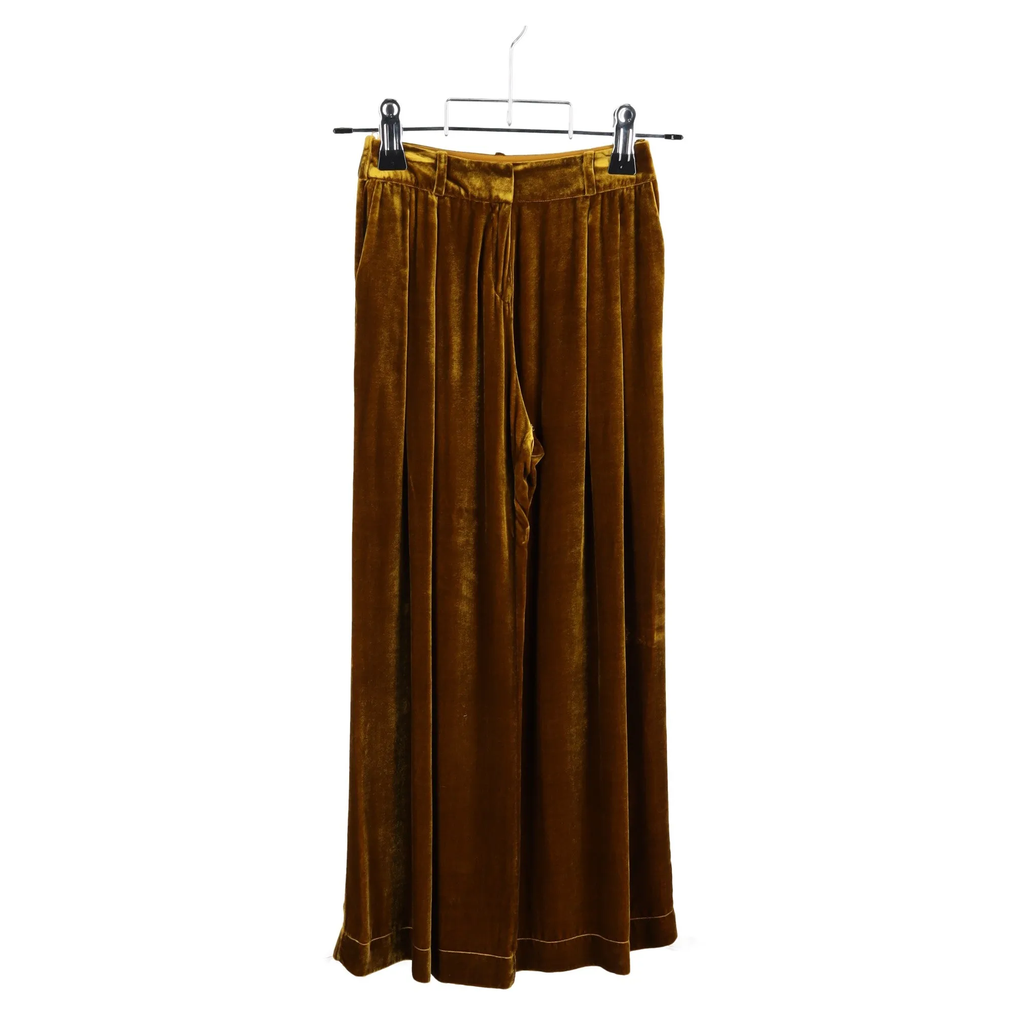 Mother of Pearl Pleated Wide-leg Trousers In Gold Velvet