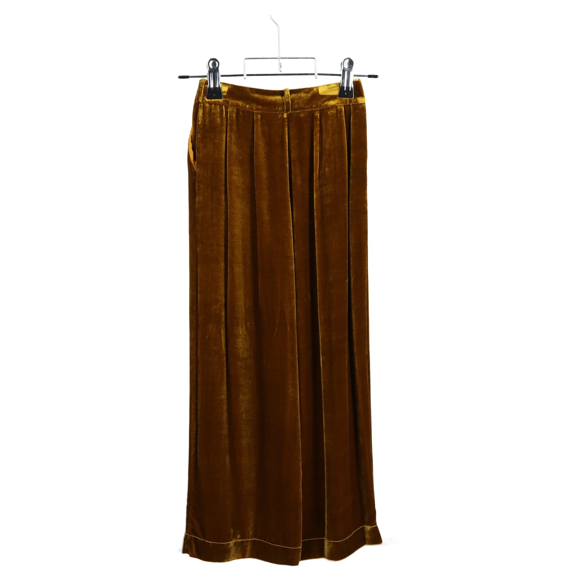 Mother of Pearl Pleated Wide-leg Trousers In Gold Velvet