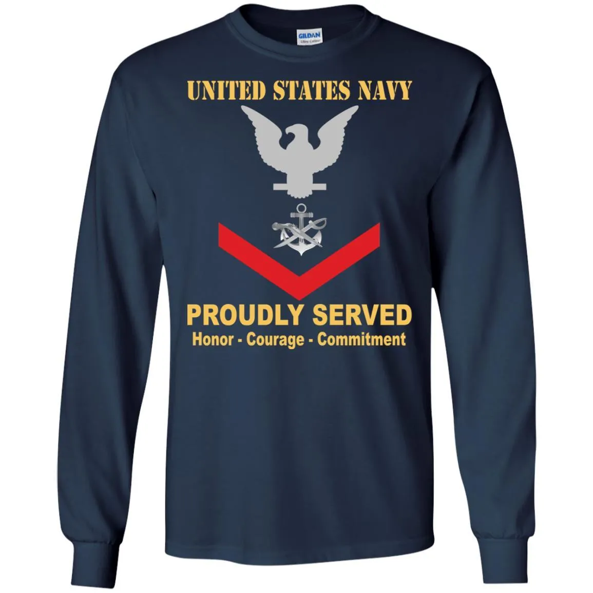Navy Special Warfare Boat Operator Navy SB E-4 Rating Badges Proudly Served T-Shirt For Men On Front