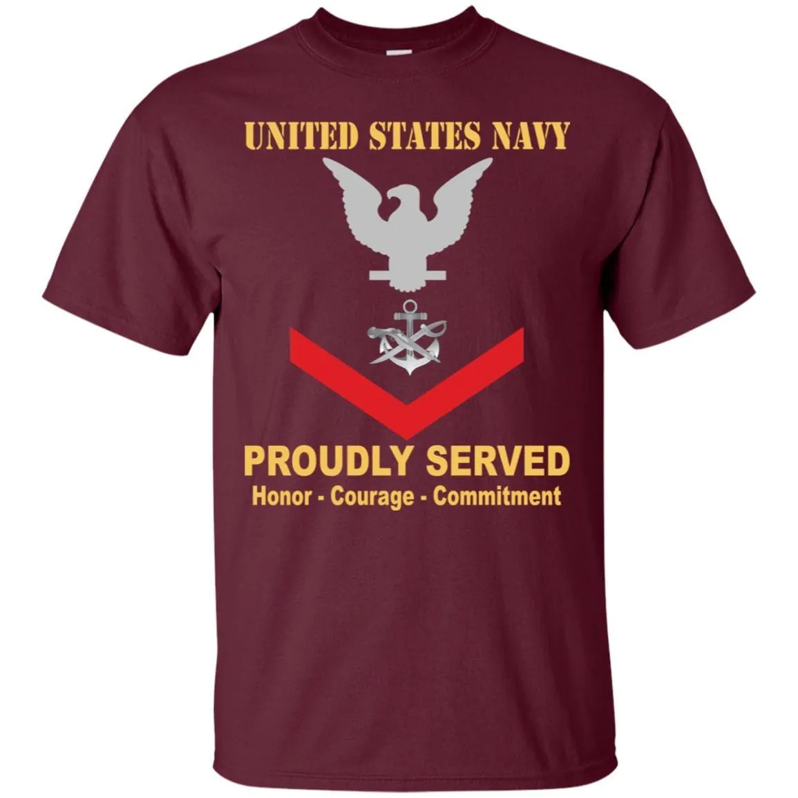 Navy Special Warfare Boat Operator Navy SB E-4 Rating Badges Proudly Served T-Shirt For Men On Front