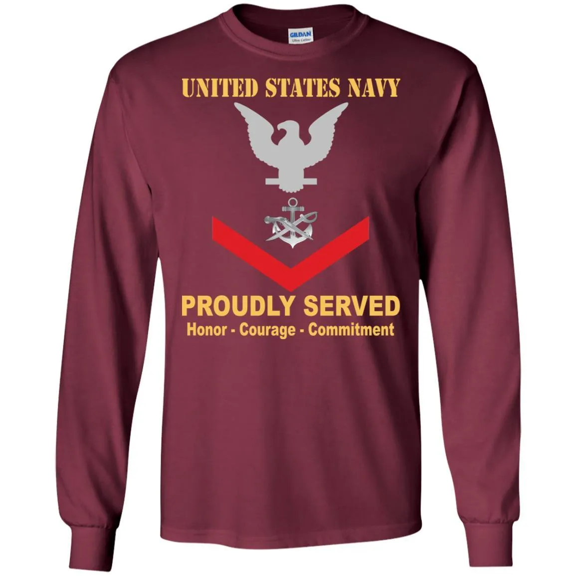 Navy Special Warfare Boat Operator Navy SB E-4 Rating Badges Proudly Served T-Shirt For Men On Front