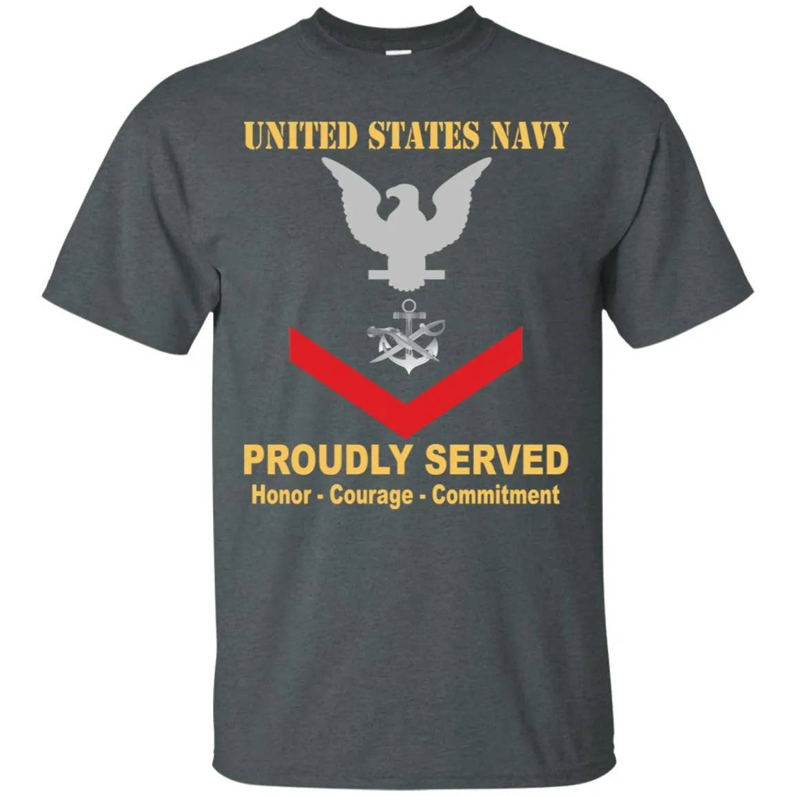 Navy Special Warfare Boat Operator Navy SB E-4 Rating Badges Proudly Served T-Shirt For Men On Front